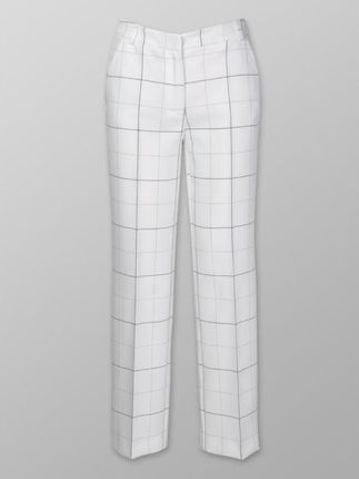 Klasyczne białe spodnie garniturowe w kratę