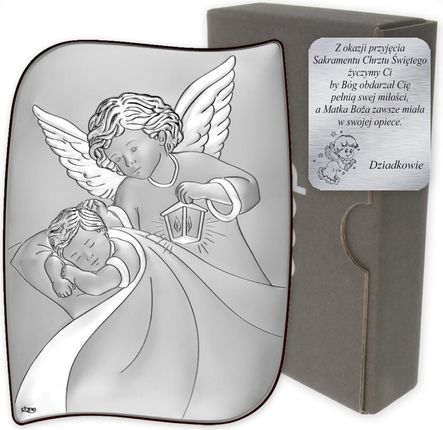 Dono Obrazek srebrny Aniołek Pamiątka Chrztu Świętego DS134