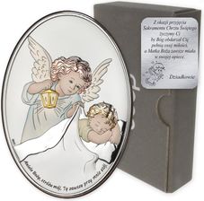 Dono Pamiątka na chrzest Obrazek srebrny Aniołek Twój Anioł Stróż owal DS28C