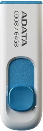 Adata USB C008 Classic 64GB Biały/Niebieski (AC00864GRWE)
