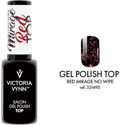 Victoria Vynn Gel Polish Top Red Mirage No Wipe (Bez Przemywania) 8Ml (Top Hybrydowy Z Opalizującymi Płatkami)