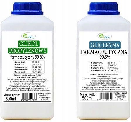 Gliceryna Roślinna + Glikol Propylenowy Zestaw 1 L