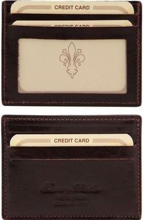 Tuscany Leather Ekskluzywne skórzane etui na wizytówki/karty kredytowe , kolor ciemny brąz TL140805