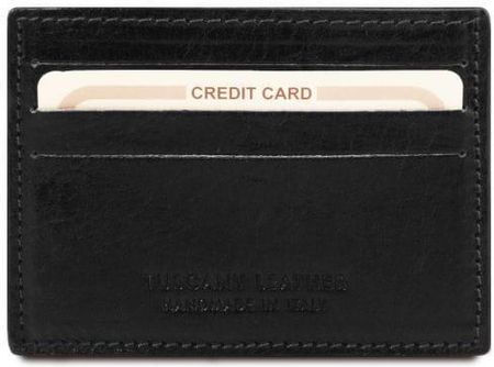 Tuscany Leather Klasyczne skórzane etui na karty kredytowe/wizytówki , kolor czarny TL141011