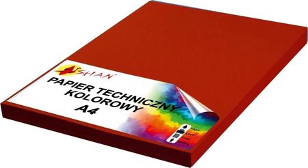 Shan Papier Techniczny A4 200G Czerwony Ciemny 50 Arkuszy
