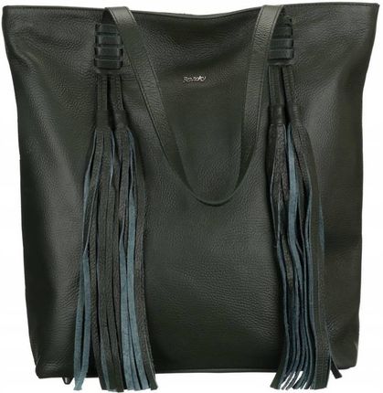 Shopperka skórzana boho Rovicky TWR-164 zielona - zdjęcie 3