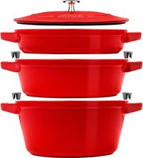 Zdjęcie Zestaw 3 naczyń + pokrywka 24 cm czerwony - Wałbrzych