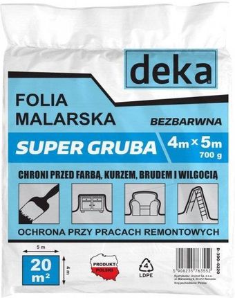 FOLIA MALARSKA SUPER GRUBA BEZBARWNA 4*5M 700G (413475)
