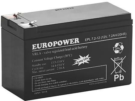 Europower Akumulator 12V 7.2Ah AGM EPL 7,2-12 T2 (22376)