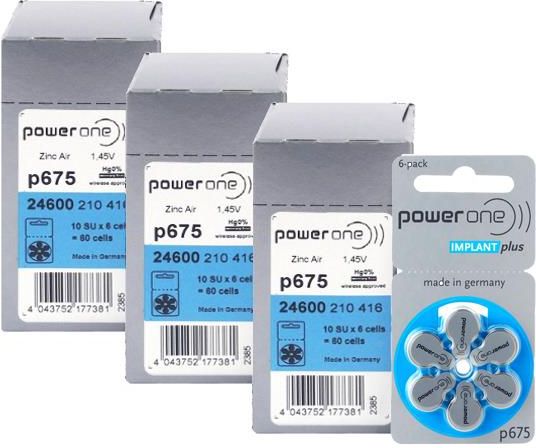 Powerone Implant Plus P675 Cochlea Implant Batteries