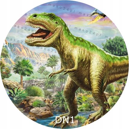 Opłatek na Tort Okrągły Dinozaury Wydruk Cukrowy 3b13719d
