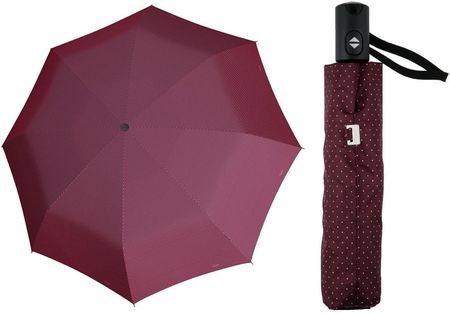 Mocna AUTOMATYCZNA damska parasolka Doppler Carbonsteel, bordowa w KROPKI