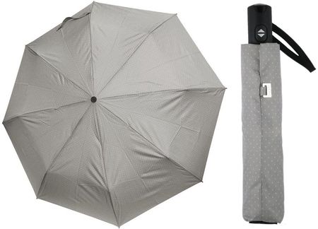 Mocna AUTOMATYCZNA damska parasolka Doppler Carbonsteel, szara w KROPKI
