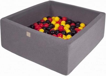 Meowbaby Baby Foam Square Ball Pit 110X110X40Cm With 400 Balls 7Cm Certified Cotton Dark Gray: Yellow/Red/Black