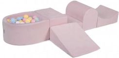 Zdjęcie Meowbaby Foam Playset With Small Ball Pit Playground For Children With 100 Balls Certified Velvet Light Pink: Baby Blue/White/Mint/Pastel Pink/Past - Tarnów