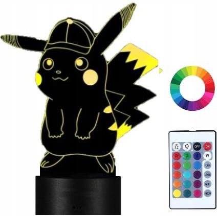 Lampka Nocna Pikachu Pokemon 3D Led Grawer Imię