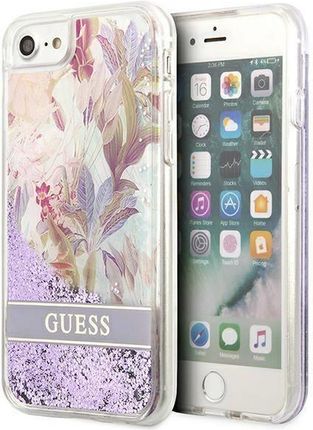 Guess GUHCI8LFLSU iPhone SE 2022 / SE 2020 / 7 / 8 fioletowy/purple hardcase Flower Liquid Glitter (229116)