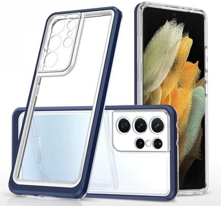 Clear 3in1 etui do Samsung Galaxy S21 Ultra 5G żelowy pokrowiec z ramką niebieski (1654214)