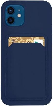 Card Case silikonowe etui portfel z kieszonką na kartę dokumenty do Samsung Galaxy S21 Ultra 5G granatowy (1654037)