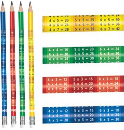 Colorino Ołówek Z Tabliczką Mnożenia Zestaw 4 Szt. W Różnych Kolorach