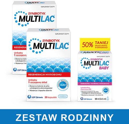 Multilac synbiotyk 2x20 kapsułek + Multilac Baby krople 2x5ml