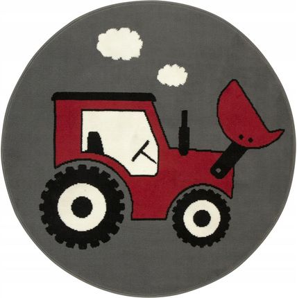 Śr. 120Cm Okrągły Dywan Z Czerwonym Traktor