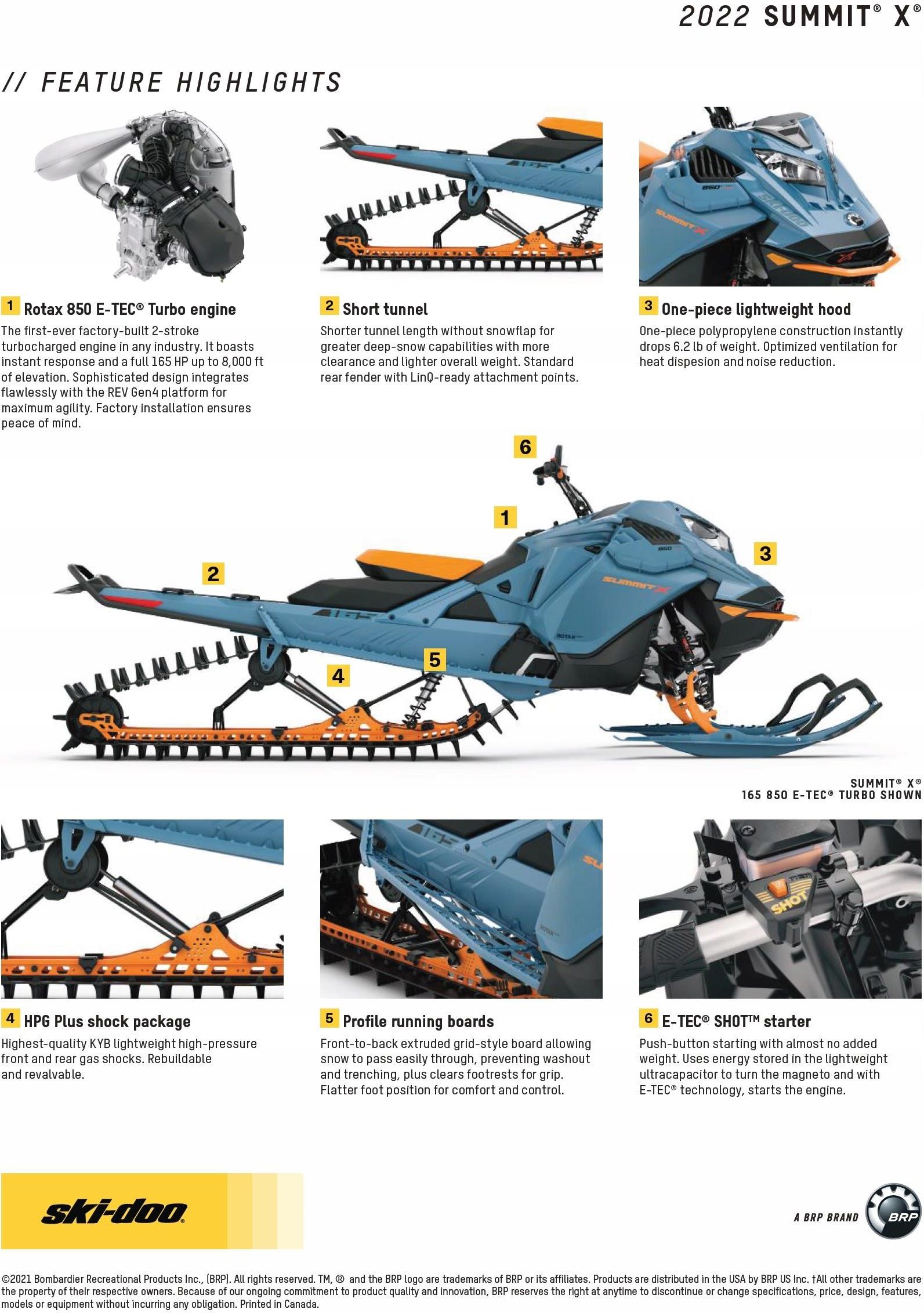 Skuter śnieżny SKI DOO Summit X 154 850 SHOT 2022 - zdjęcie 1 Skuter śnieżny SKI DOO Summit X 154 850 SHOT 2022