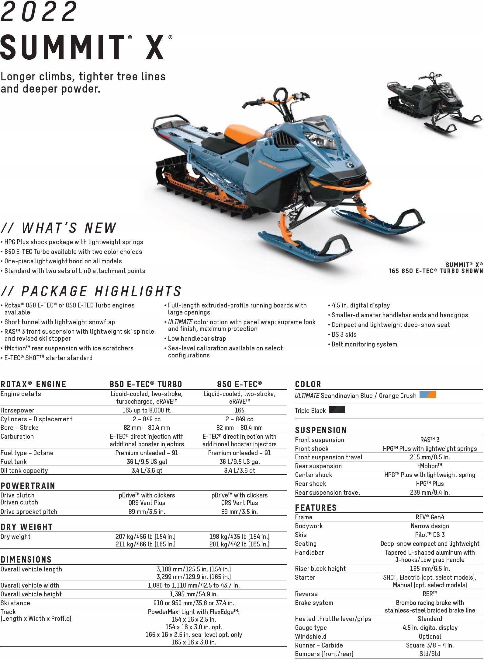 Skuter śnieżny SKI DOO Summit X 154 850 SHOT 2022 - zdjęcie 3 Skuter śnieżny SKI DOO Summit X 154 850 SHOT 2022
