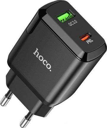 Hoco Sieciowa 3A 20W USB + USB-C PD N5 Quick Charge 3.0 Czarna (6931474738899)