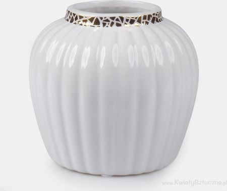 Wazon ceramiczny ze złotym ornamentem - 1 szt