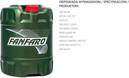 Fanfaro Olej 5W40 Pdx 20L