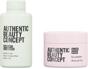 Authentic Beauty Concept Zestaw Do Włosów | Szampon Amplify 50Ml, Maska Glow 30Ml