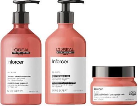 L'Oréal Professionnel Inforcer wzmacniający zestaw do włosów osłabionych szampon 500ml, odżywka 500ml, maska 250ml