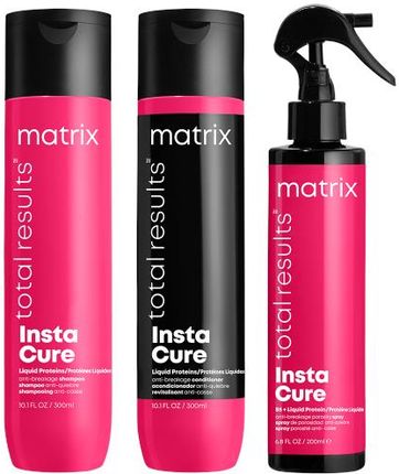 Matrix Total Results Insta Cure Wygładzający Zestaw Do Włosów Łamliwych I Wysokoporowatych | Szampon, Odżywka, Spray