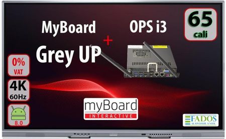 Myboard Monitor Interaktywny Grey Up Te Mp 65" + Ops I3 4K Edu Vat 0% Aktywna Tablica