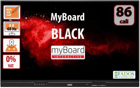 Myboard Monitor Interaktywny Black 86 Cali Te Yl 4K Uhd Z Androidem Edu Vat0% Aktywna Tablica