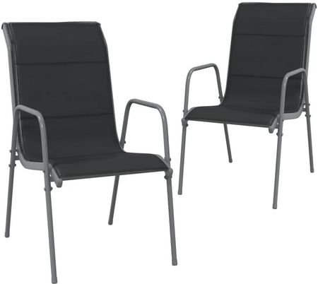 Krzesła Ogrodowe 2 Szt. Stal I Tworzywo Textilene Czarne