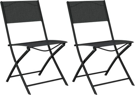 Składane Krzesła Ogrodowe 2 Szt. Czarne Stal I Textilene