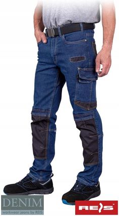 Spodnie robocze do pasa z jeansu elastyczne r. 46