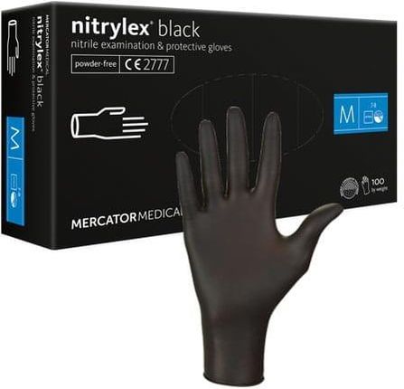 Rękawiczki nitrylowe bezpudrowe MERCATOR Nitrylex Black 100sztuk