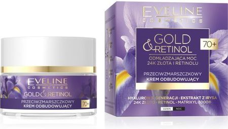 Krem Eveline Cosmetics Przeciwzmarszczkowy Odbudowujący Ze Złotem I Retinolem Gold And Retinol 70 + na dzień i noc 50ml