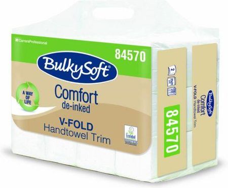 Ręcznik Papierowy Bulkysoft Comfort De-Inked Składany Typu V-Fold (Zz) 2 Warstwy 21X21 cm Kolor Biały Celuloza Z Recyklingu 3000szt./Op.