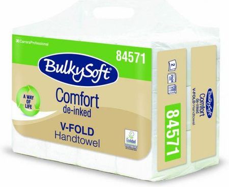 Ręcznik Papierowy Bulkysoft Comfort De-Inked Składany Typu V-Fold (Zz) 2 Warstwy 24X21 cm Kolor Biały Celuloza Z Recyklingu 3000szt./Op.
