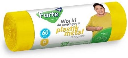 Forte+ Worki Na Śmieci Zawiązywane Do Segregacji 60L 14Szt. Plastik-Metal