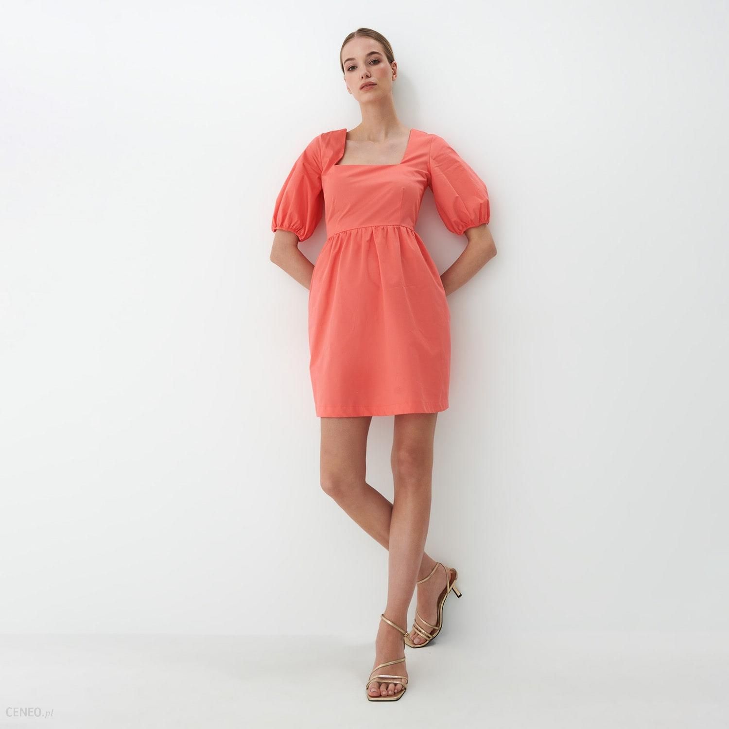 Mohito - Sukienka mini z kwadratowym dekoltem - Pomarańczowy - Ceny i  opinie 