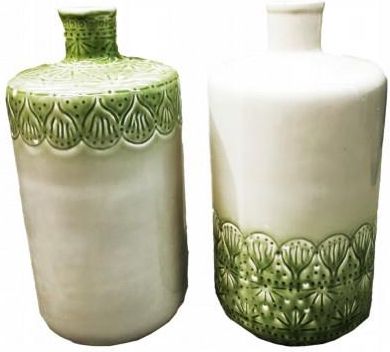 Wazon dekoracyjny ceramiczny biało-zielony 36 cm