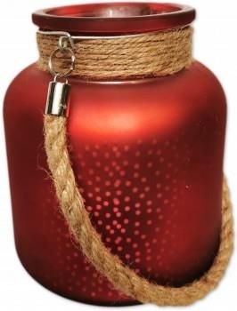 Świecznik szklany na tealight czerwony 16 cm