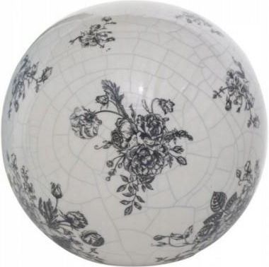 Kula dekoracyjna ceramiczna w kwiaty biała 15 cm