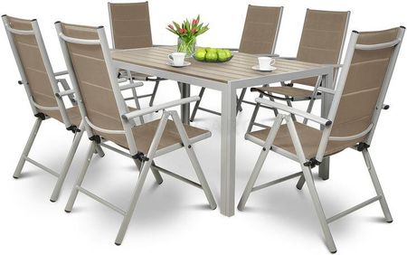 Meble Ogrodowe Aluminiowe 6 Krzeseł Stół Sydney Tu