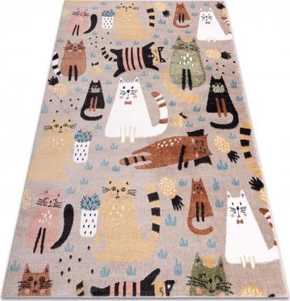 Dywany Łuszczów Dywan Fun Kittens Dla Dzieci Koty Kotki Beż 280X370 Cm